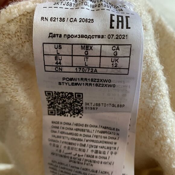 Joggers Guess Wool Sweater Pants Reeda Lurex Boucle Oatmeal LARGE NEW - Picture 9 of 11